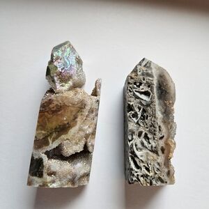 ✨ Sparkly Druzy Quartz Towers (Possible Sphalerite Inclusions) – Set of 2